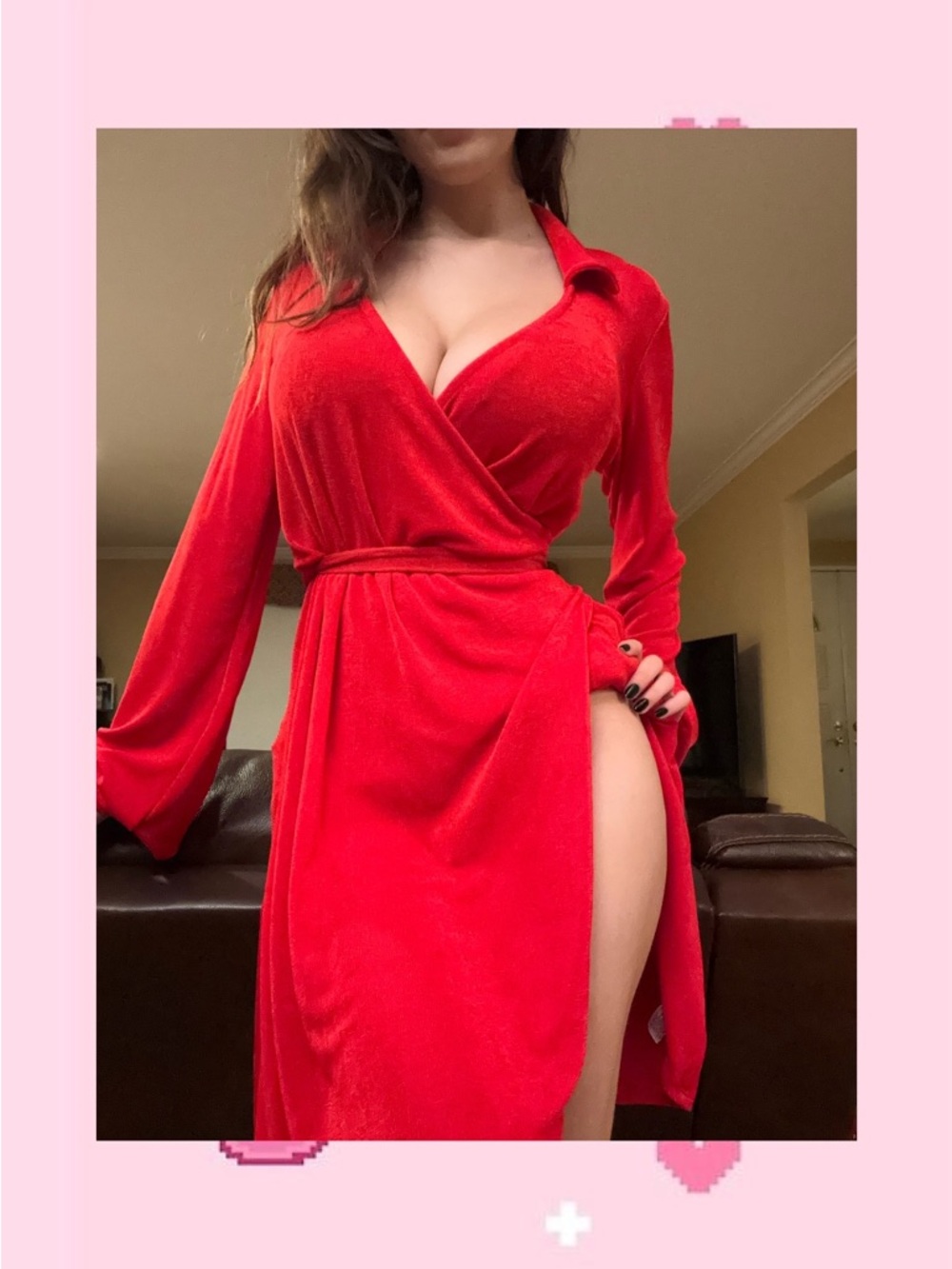 Red Velvet Wrap Robe - Women's Intimates